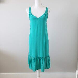 Real Women Ruffle Hem Sleeveless Tank Tunic Dress Caribbean Green Size Medium